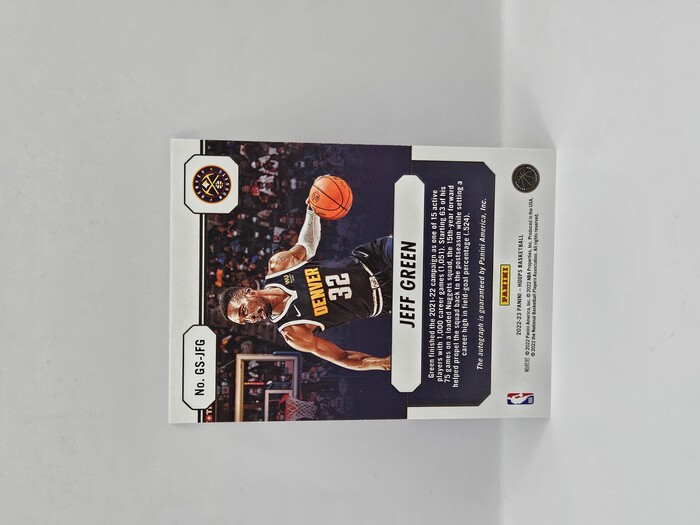 2022-23 Panini Hoops Basketball Jeff Green ''Great SIGnificance'' autograph No.GS-JFG