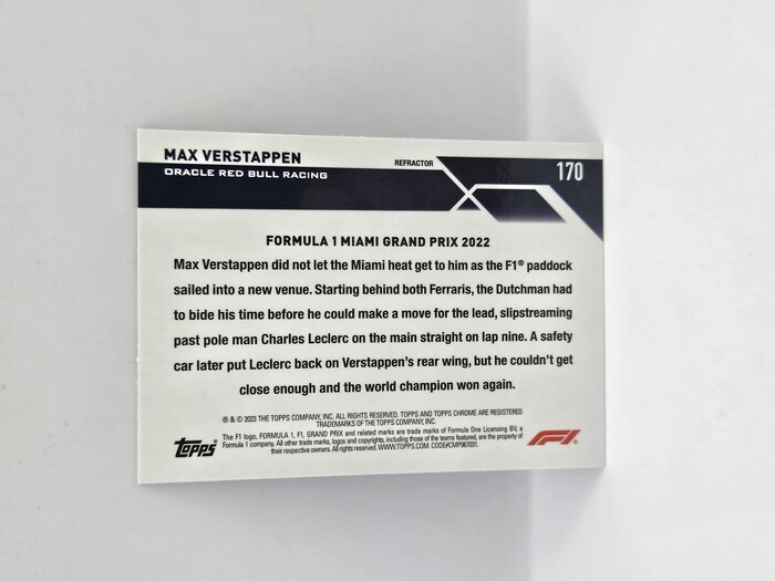 2023 Topps Chrome Formula 1  Max Verstappen Refractor #170