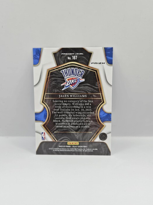 2022-23 Panini Select Basketball Jalen Williams blue prizm rookie premier level No.167