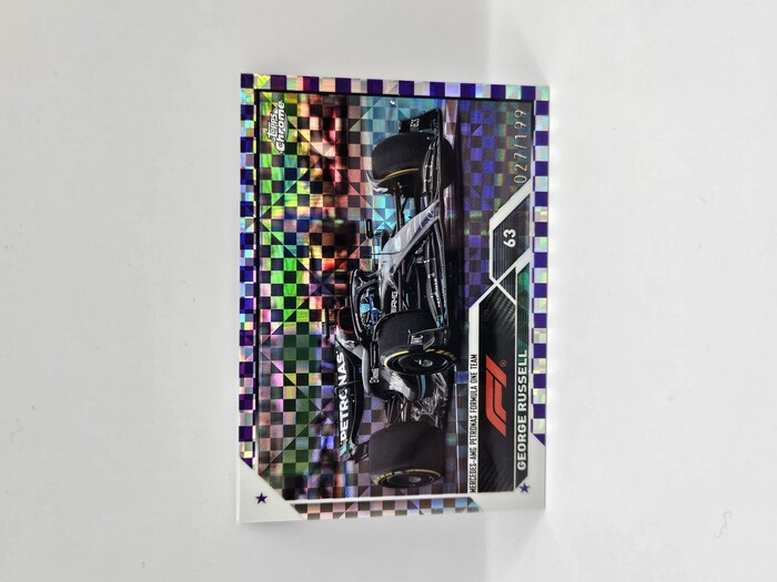 2023 Topps Chrome Formula 1  George Russell Purple Checker Flag  / 199 #16