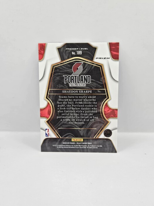 2022-23 Panini Select Basketball Shaedon Sharpe cracked ice rookie premier level No.189