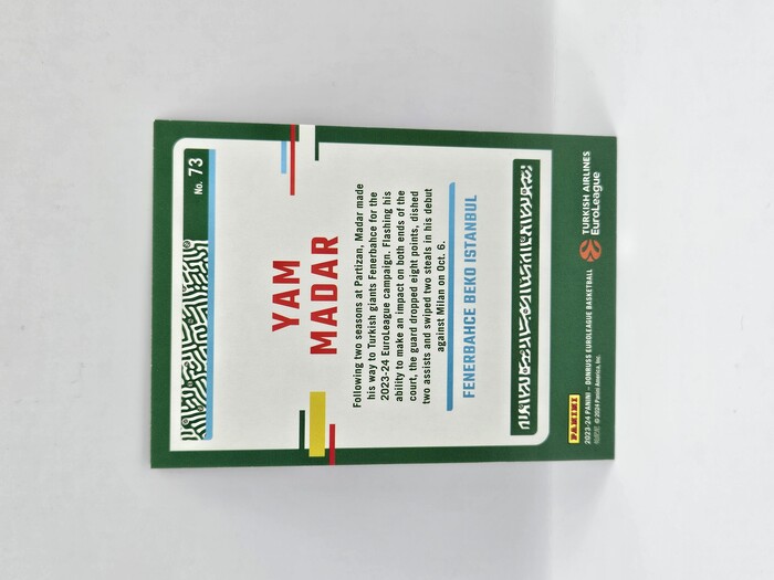 2023-24 Panini euroleague Donruss Yam Madar purple laser /99 No.73