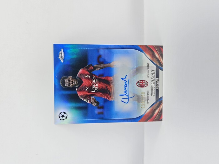 2023-24 Topps UCC Yunus Musah Autograph Blue Geometric Refractor /150 No.CA-MY
