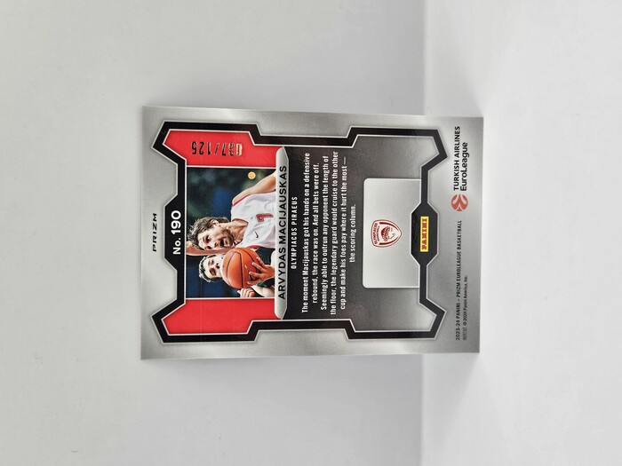 2023-24 Panini Prizm Euroleague Arvydas Macijauskas Blue Cracked Ice /125 No.190