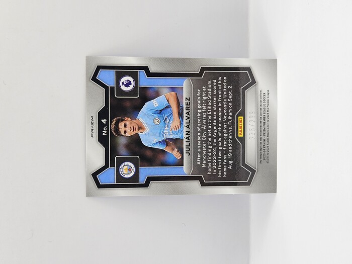 2023-24 Panini Prizm Premier League Julian Alvarez Blue /299 No.4