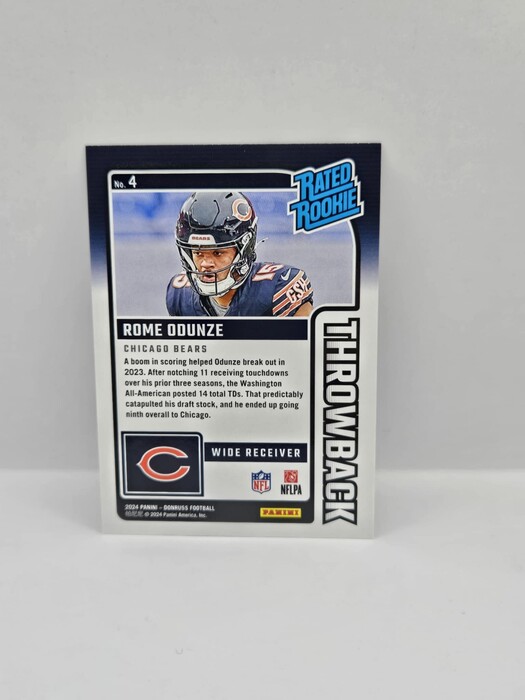 2024 Panini Donruss Football Rome Odunze ''Throwback'' Rated Rookie'' No.4