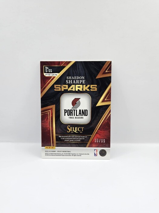2022-23 Panini Select Basketball Shaedon Sharpe ''Sparks'' rookie /99 No.S-SS