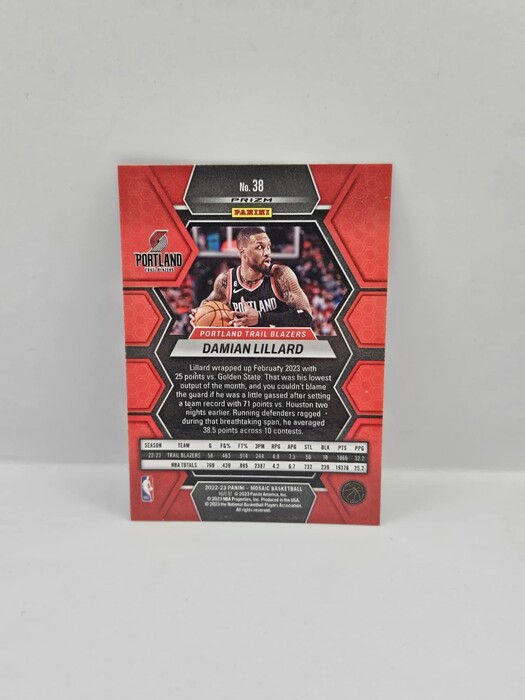 2022-23 Panini Mosaic Basketball Damian Lillard Red mosaic No.38