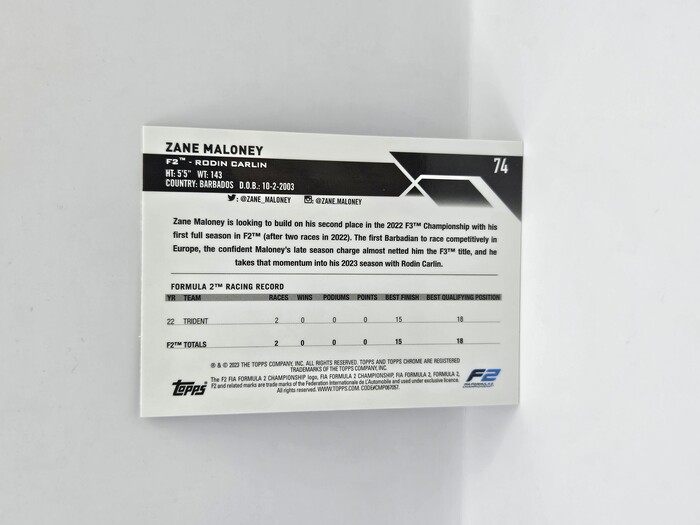 2023 Topps Chrome Formula 1 Zane Maloney Mini Diamond /299 #74
