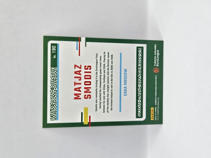 2023-24 Panini euroleague donruss Matjaz Smodis purple press proof /249 No.190