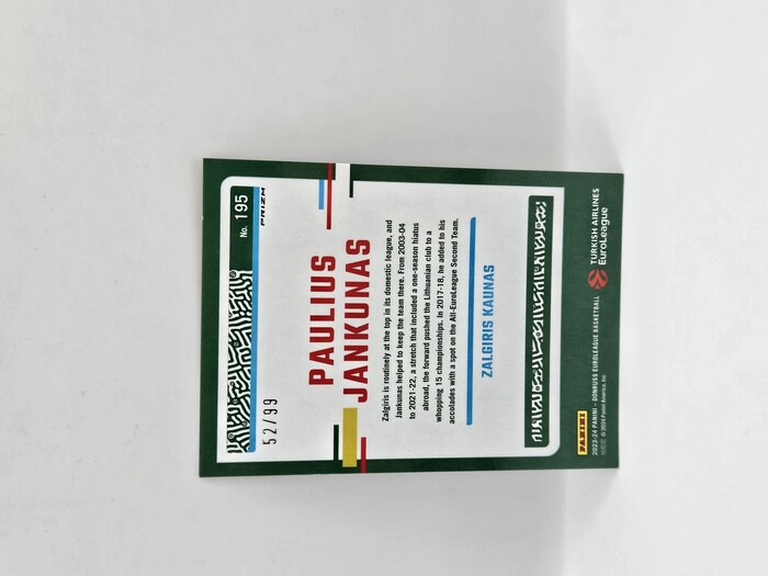 2023-24 Panini euroleague donruss Paulius Jankunas red optic /99 No.195