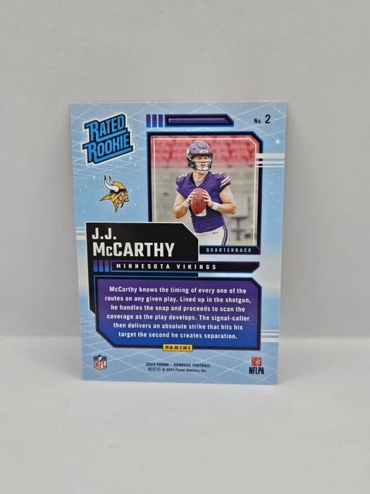 2024 Panini Doruss Football J.J. McCarthy ''Retro'' Rated Rookie No.2