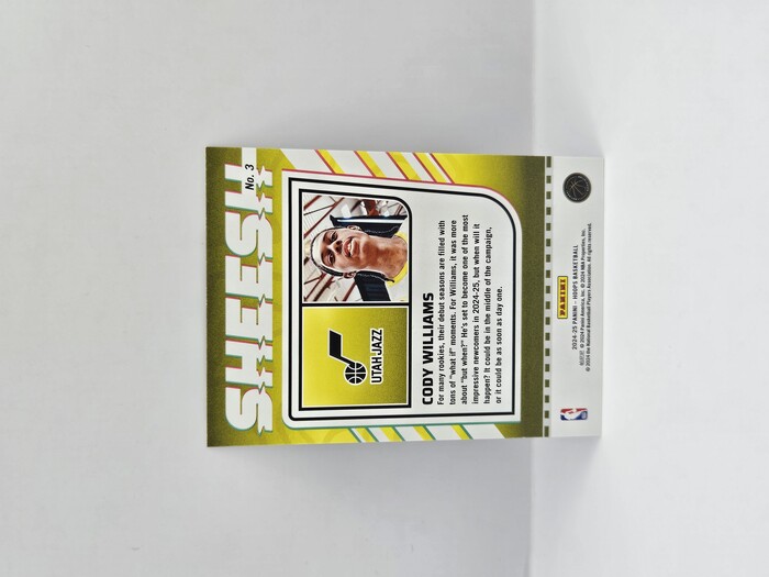 2024-25 Panini Hoops Basketball Cody Williams ''Sheeeeesh'' Holo Rookie No.3