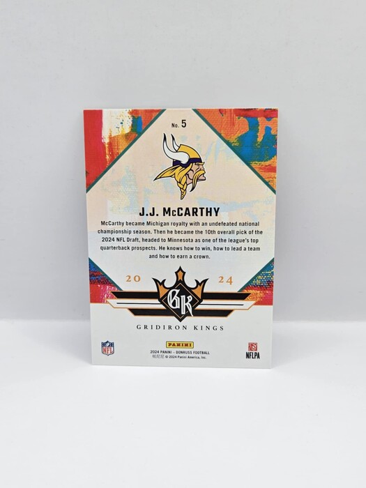 2024 Panini Doruss Football J.J. McCarthy ''Gridiron Kings'' No.5