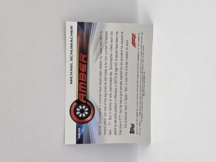 2023 Topps Chrome Formula 1 Michael Schumacher ''Camber'' #CAM-MS