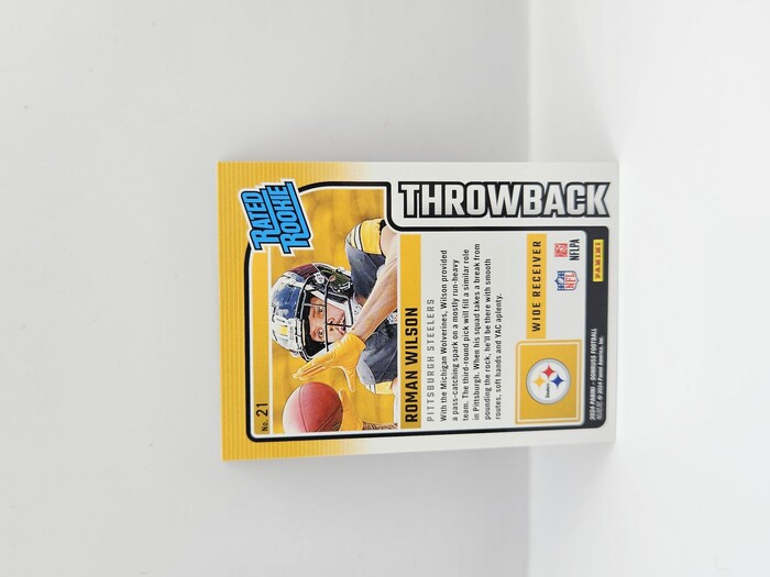 2024 Panini Donruss Football Roman Wilson ''Throwback'' Rated Rookie /100 No.21
