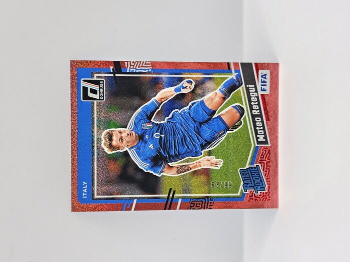 2023-24 Panini Donruss Soccer Mateo Retegui Red Glitter Rated Rookie /99 No.187