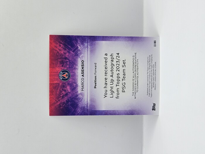 2024 Topps PSG Marco Asensio Autograph /99 No.LU-MA