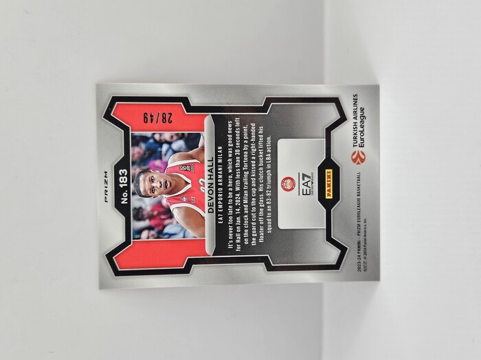 2023-24 Panini Euroleague Prizm Devon Hall Orange /49 No.183