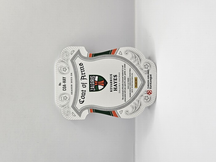 2023-24 Panini Euroleague Crown Royal Kevarrius Hayes ''Coat Of  Arms'' Patch No.COA-HAY