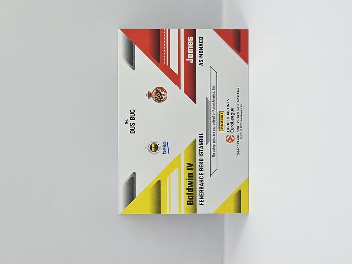 24-25 PANINI DONRUSS EUROLEAGUE WADE BALDWIN IV X MIKE JAMES DUAL AUTOGRAPH 20/25