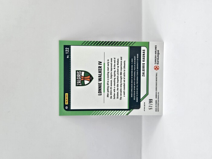 24-25 PANINI DONRUSS OPTIC EUROLEAGUE ZALGIRIS LONNIE WALKER IV RED 57/99