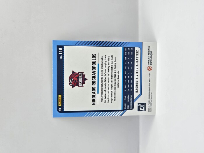 24-25 PANINI DONRUSS EUROLEAGUE BASKONIA NIKOLAOS ROGKAVOPOULOS PURPLE PRESS PROOF 153/275