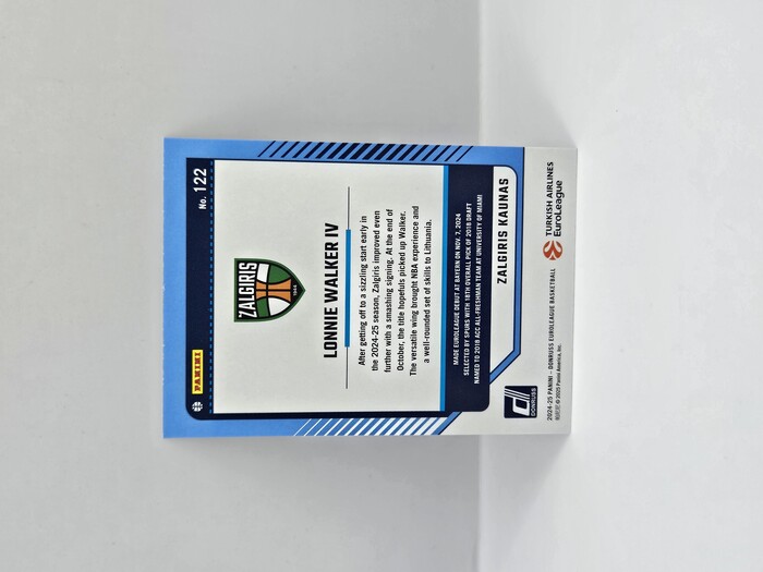 24-25 PANINI DONRUSS EUROLEAGUE ZALGIRIS LONNIE WALKER IV PURPLE PRESS PROOF 178/275