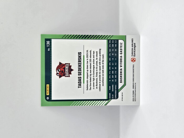 24-25 PANINI DONRUSS OPTIC EUROLEAGUE BASKONIA TADAS SEDERSKIS WHITE SPARKLE SSP