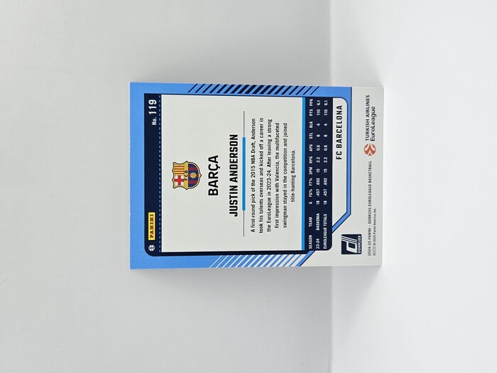 24-25 PANINI DONRUSS EUROLEAGUE BARCELONA JUSTIN ANDERSON PURPLE PRESS PROOF 186/275