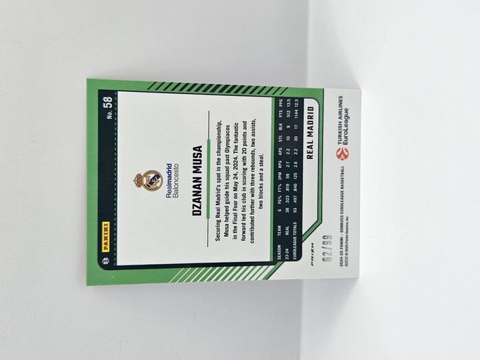 24-25 PANINI DONRUSS OPTIC EUROLEAGUE REAL MADRID DZANAN MUSA RED 62/99