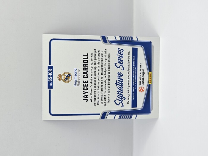24-25 PANINI DONRUSS EUROLEAGUE REAL MADRID JAYCEE CARROLL PURPLE LASER AUTOGRAPH 25/25