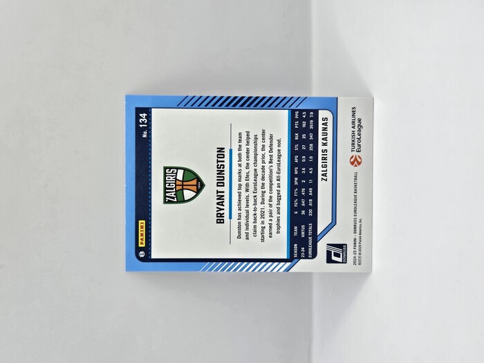 24-25 PANINI DONRUSS EUROLEAGUE ZALGIRIS BRYANT DUNSTON SILVER LASER 117/149