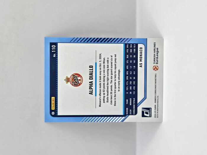 24-25 PANINI DONRUSS EUROLEAGUE MONACO ALPHA DIALLO PURPLE LASER 49/99