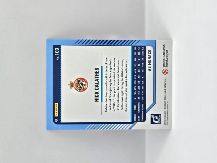24-25 PANINI DONRUSS EUROLEAGUE MONACO NICK CALATHES PURPLE LASER 33/99