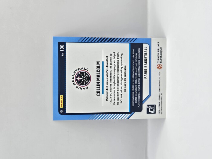 24-25 PANINI DONRUSS EUROLEAGUE PARIS BASKETBALL COLLIN MALCOLM BLUE LASER 38/49