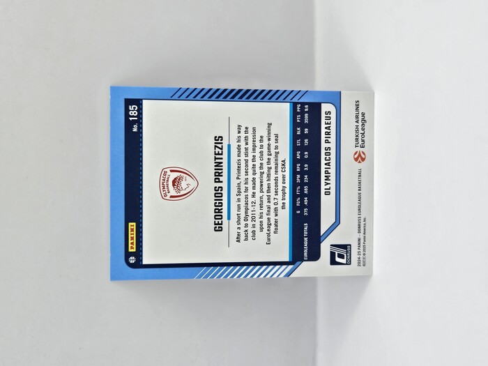 2024-25 PANINI DONRUSS EUROLEAGUE OLYMPIACOS GEORGIOS PRINTEZIS PURPLE PRESS PROOF 163/275