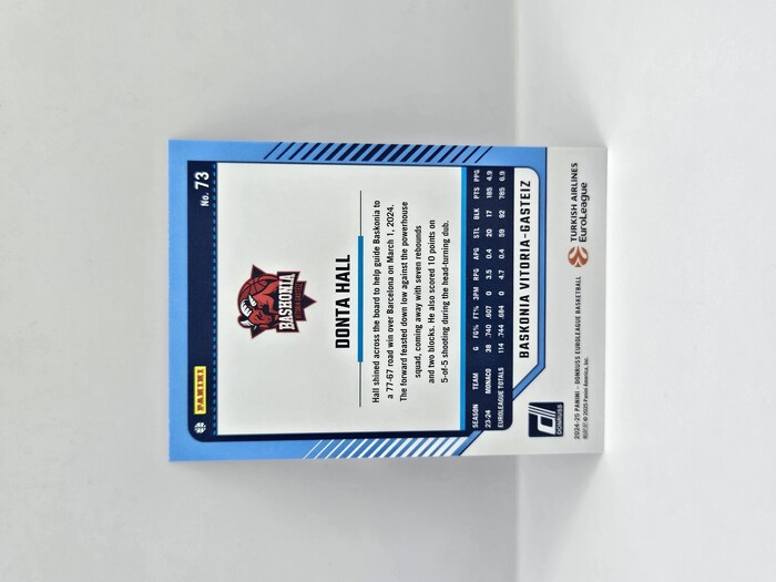 24-25 PANINI DONRUSS EUROLEAGUE BASKONIA DONTA HALL SILVER LASER 133/149