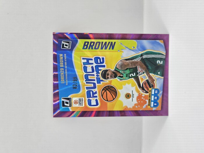 24-25 PANINI DONRUSS EUROLEAGUE PANATHINAIKOS LORENZO BROWN CRUNCH TIME PURPLE LAZER 83/99