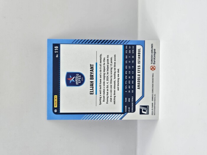 24-25 PANINI DONRUSS EUROLEAGUE ANADOLU EFES ELIJAH BRYANT PURPLE PRESS PROOF 228/275