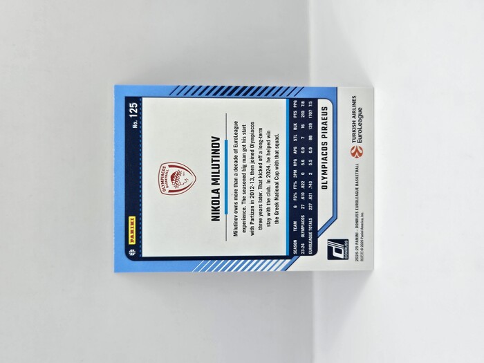 2024-25 PANINI DONRUSS EUROLEAGUE OLYMPIACOS NIKOLA MILUTINOV PURPLE PRESS PROOF 081/275