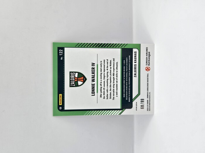 24-25 PANINI DONRUSS OPTIC EUROLEAGUE ZALGIRIS LONNIE WALKER IV RED 68/99
