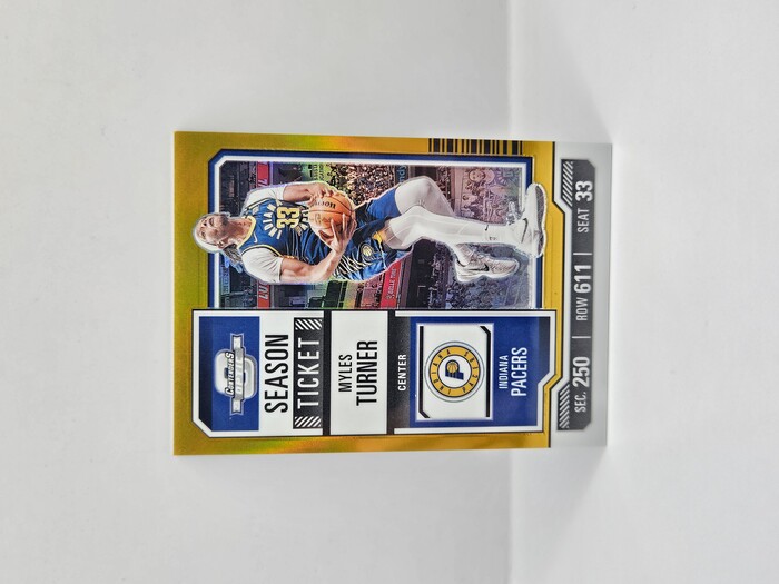 2023-24 PANINI CONTENDERS OPTIC MYLES TURNER GOLD ''SEASON TICKET'' 06/10