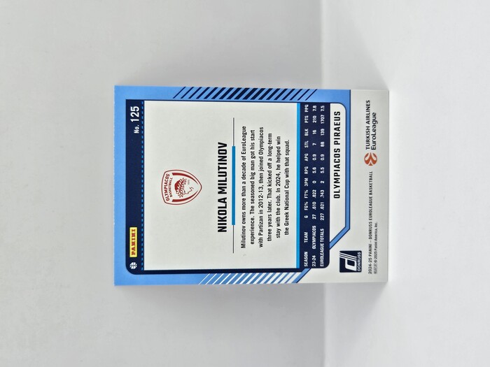 2024-25 PANINI DONRUSS EUROLAEGUE OLYMPIACOS NIKOLA MILUTINOV SILVER LASER 001/149
