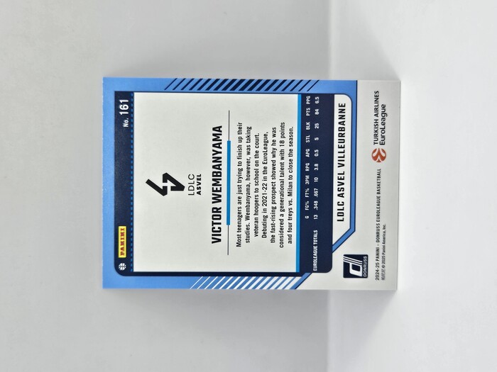 24-25 PANINI DONRUSS EUROLEAGUE LDLC ASVEL VICTOR WEMBANYAMA SILVER LASER 075/149
