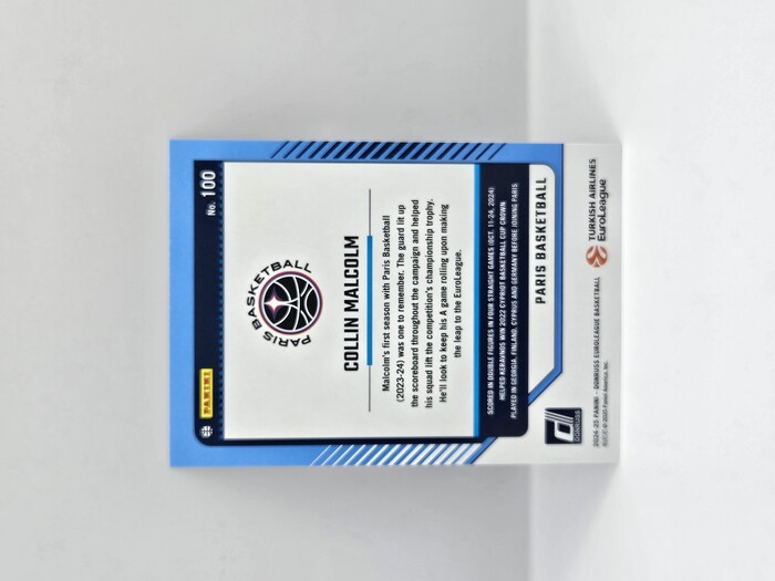 24-25 PANINI DONRUSS EUROLEAGUE PARIS BASKETBALL COLLIN MALCOM PURPLE PRESS PROOF 169/275