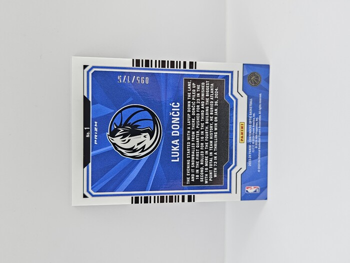 2023-24 PANINI CONTENDERS OPTIC LUKA DONCIC ''PLAYING THE NUMBERS'' RED CRACKED ICE 095/175