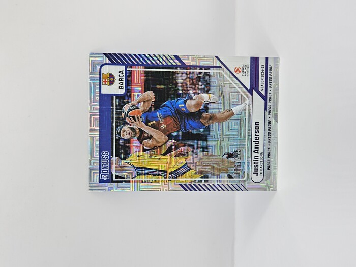 24-25 PANINI DONRUSS EUROLEAGUE BARCELONA JUSTIN ANDERSON PURPLE PRESS PROOF 186/275