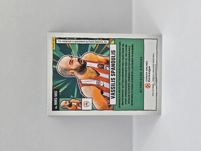 2024-25 PANINI DONRUSS EUROLEAGUE OLYMPIACOS VASSILIS SPANOULIS PURPLE LASER ''NET MARVELS'' AUTOGRAPH 18/25