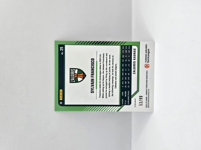 24-25 PANINI DONRUSS OPTIC EUROLEAGUE ZALGIRIS SYLVAIN FRANCISCO RED 53/99